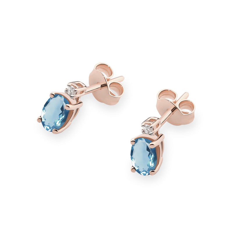Cercei Aur 14K cu Topaz London Blue 0.50 ct si Diamante Naturale 0.03 ct, imaginea 6 din 6
