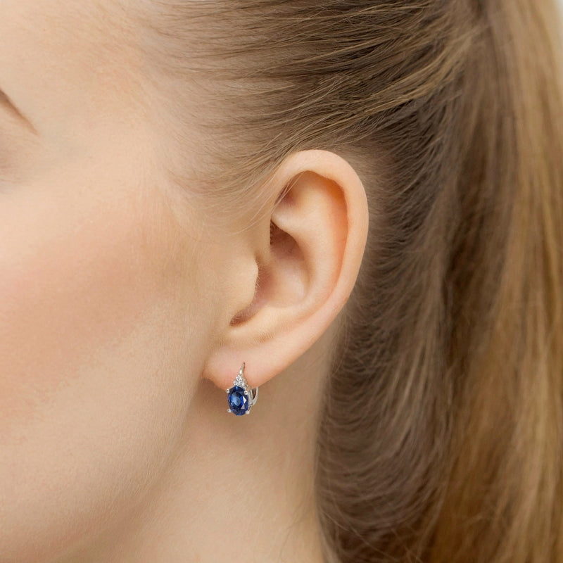 Cercei Aur 14K cu Safir 0.90 ct si Diamante Naturale 0.05 ct, imaginea 4 din 6