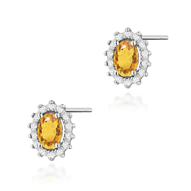 Cercei Aur 14K cu Citrin 0.60 ct si Diamante Naturale 0.24 ct, imaginea 4 din 9