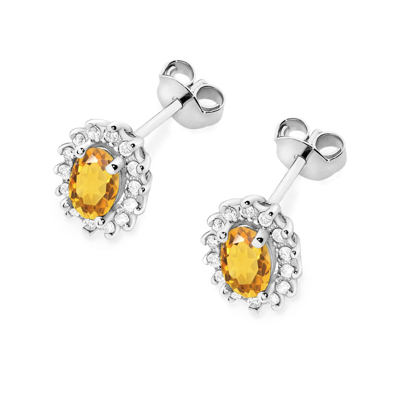 Cercei Aur 14K cu Citrin 0.60 ct si Diamante Naturale 0.24 ct, imaginea 5 din 9