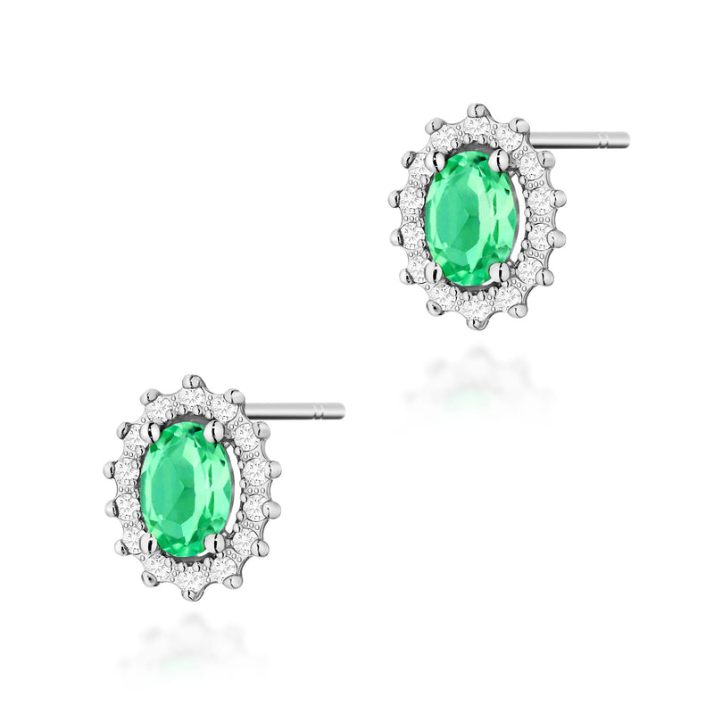 Cercei Aur 14K cu Smarald 0.40 ct si Diamante Naturale 0.24 ct, imaginea 4 din 9
