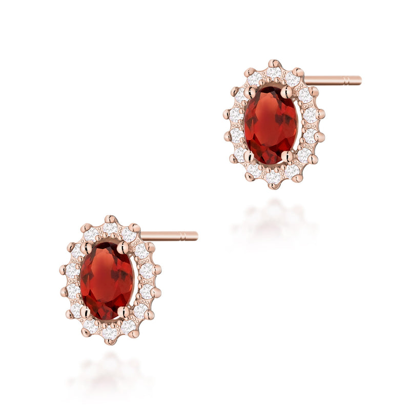 Cercei Aur 14K cu Granat 0.50 ct si Diamante Naturale 0.24 ct, imaginea 7 din 9
