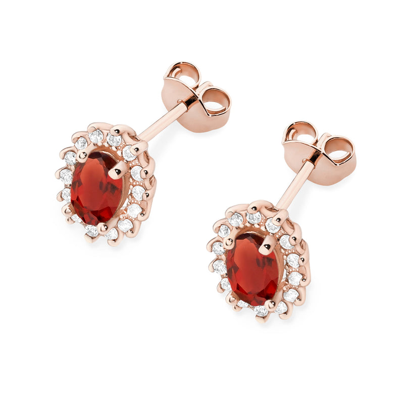 Cercei Aur 14K cu Granat 0.50 ct si Diamante Naturale 0.24 ct, imaginea 8 din 9