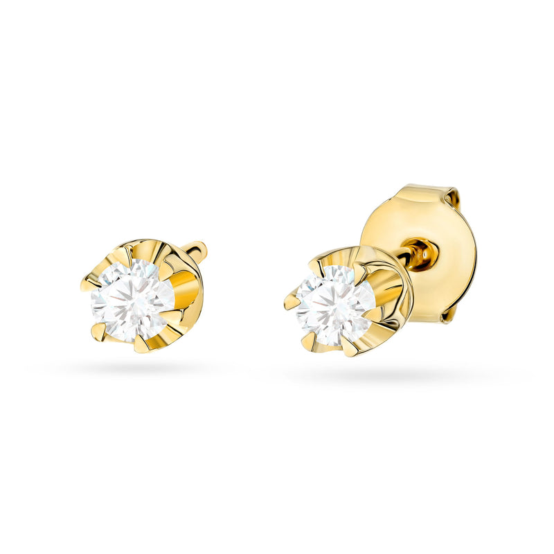 Cercei Aur 14K cu Diamant de Laborator 0.10 ct — Aur galben