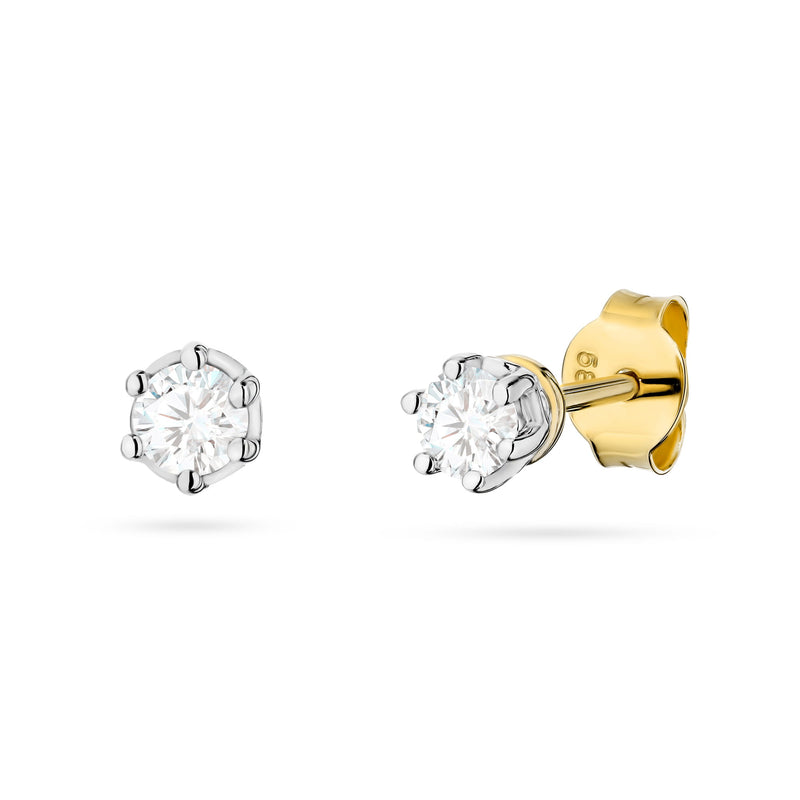 Cercei Aur 14K cu Diamant de Laborator 0.15 ct — Aur galben