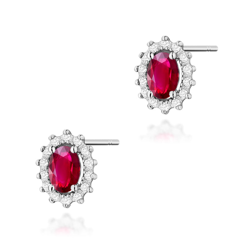 Cercei Aur 14K cu Rubin 0.60 ct si Diamante Naturale 0.24 ct, imaginea 4 din 9