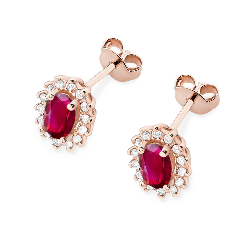 Cercei Aur 14K cu Rubin 0.60 ct si Diamante Naturale 0.24 ct, imaginea 8 din 9