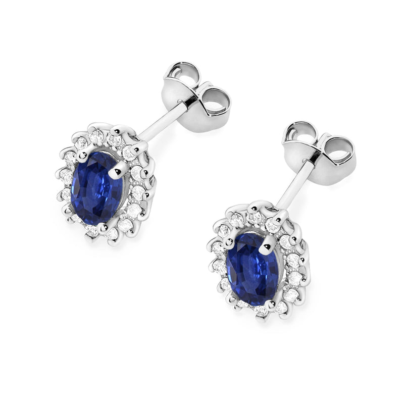 Cercei Aur 14K cu Safir 0.70 ct si Diamante Naturale 0.24 ct, imaginea 5 din 9