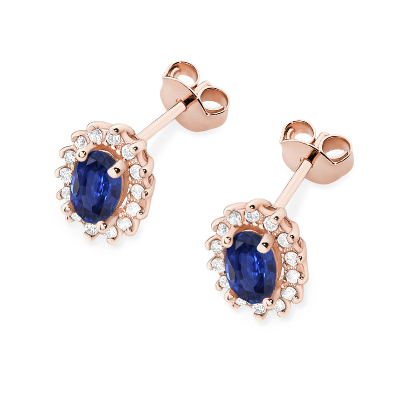 Cercei Aur 14K cu Safir 0.70 ct si Diamante Naturale 0.24 ct, imaginea 8 din 9