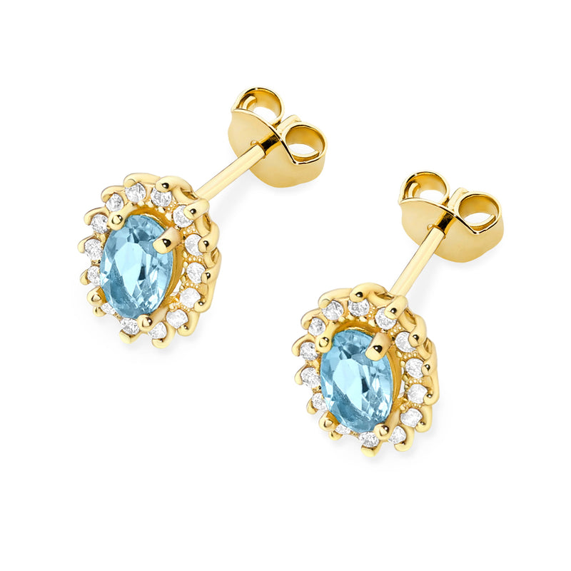 Cercei Aur 14K cu Topaz Swiss 0.50 ct si Diamante Naturale 0.24 ct, imaginea 2 din 9