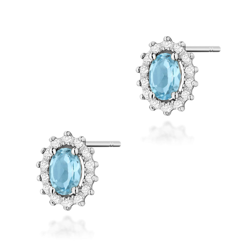 Cercei Aur 14K cu Topaz Swiss 0.50 ct si Diamante Naturale 0.24 ct, imaginea 4 din 9