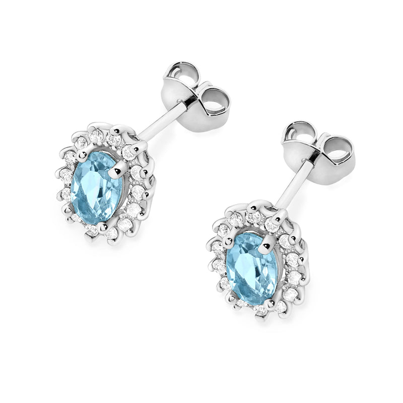 Cercei Aur 14K cu Topaz Swiss 0.50 ct si Diamante Naturale 0.24 ct, imaginea 5 din 9