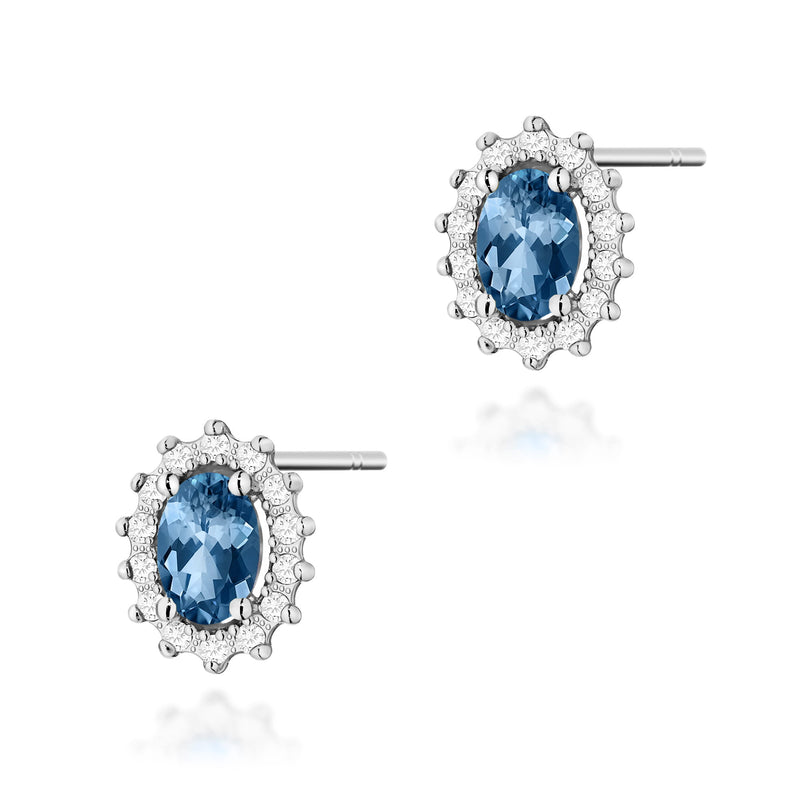 Cercei Aur 14K cu Topaz London Blue 0.50 ct si Diamante Naturale 0.24 ct, imaginea 4 din 9
