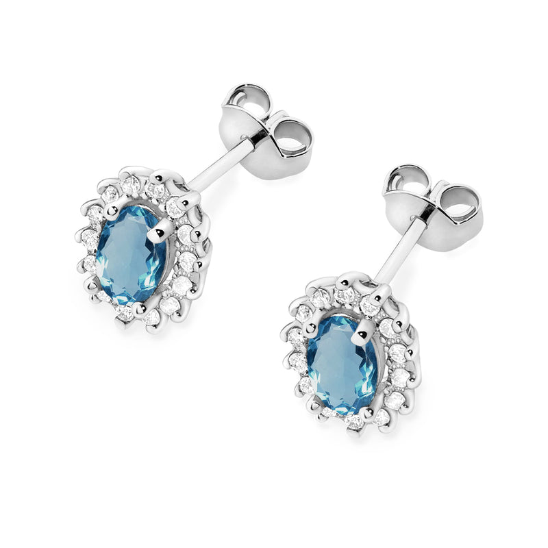 Cercei Aur 14K cu Topaz London Blue 0.50 ct si Diamante Naturale 0.24 ct, imaginea 5 din 9