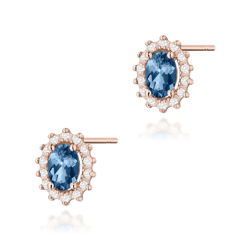 Cercei Aur 14K cu Topaz London Blue 0.50 ct si Diamante Naturale 0.24 ct, imaginea 7 din 9