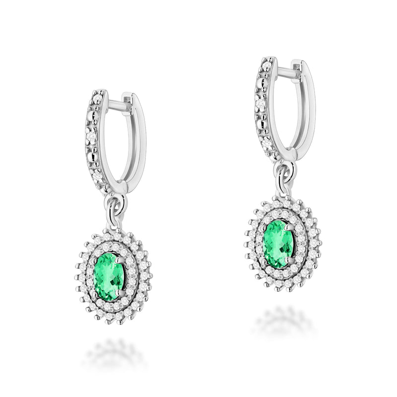 Cercei Aur 14K cu Smarald 0.40 ct si Diamante Naturale 0.44 ct, imaginea 3 din 6