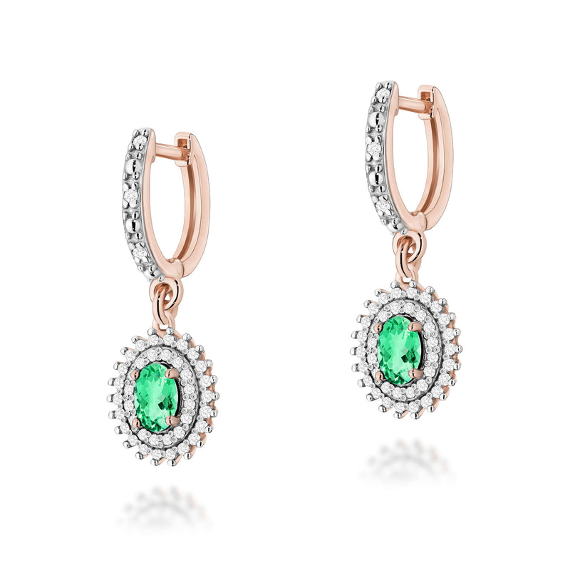 Cercei Aur 14K cu Smarald 0.40 ct si Diamante Naturale 0.44 ct, imaginea 5 din 6