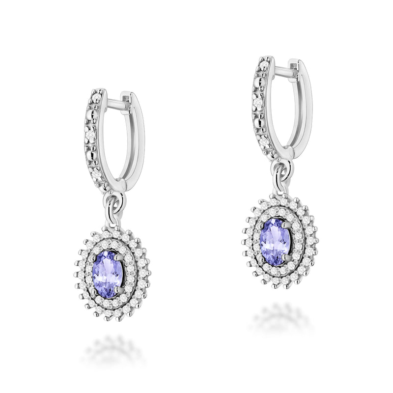 Cercei Aur 14K cu Tanzanit 0.40 ct si Diamante Naturale 0.44 ct, imaginea 3 din 6