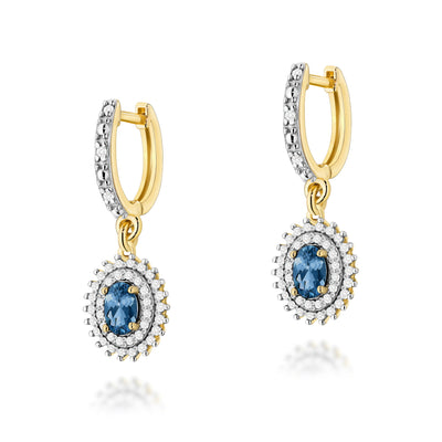 Cercei Aur 14K cu Topaz London Blue 0.50 ct si Diamante Naturale 0.44 ct
