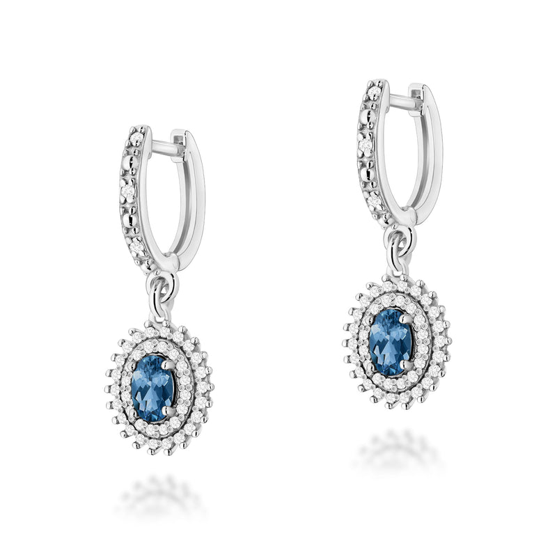 Cercei Aur 14K cu Topaz London Blue 0.50 ct si Diamante Naturale 0.44 ct, imaginea 3 din 6
