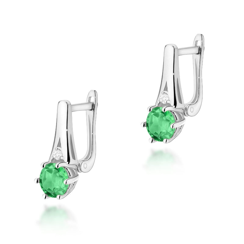 Cercei Aur 14K cu Smarald 0.50 ct si Diamante Naturale 0.03 ct, imaginea 3 din 6