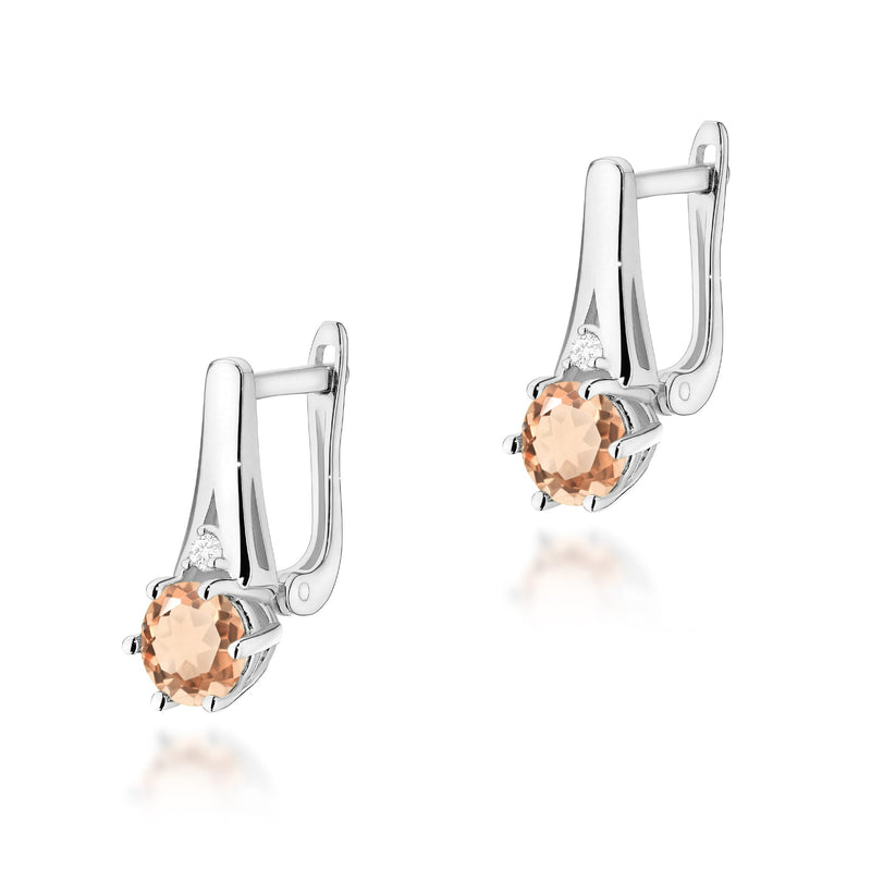 Cercei Aur 14K cu Morganit 0.40 ct si Diamante Naturale 0.03 ct, imaginea 3 din 6