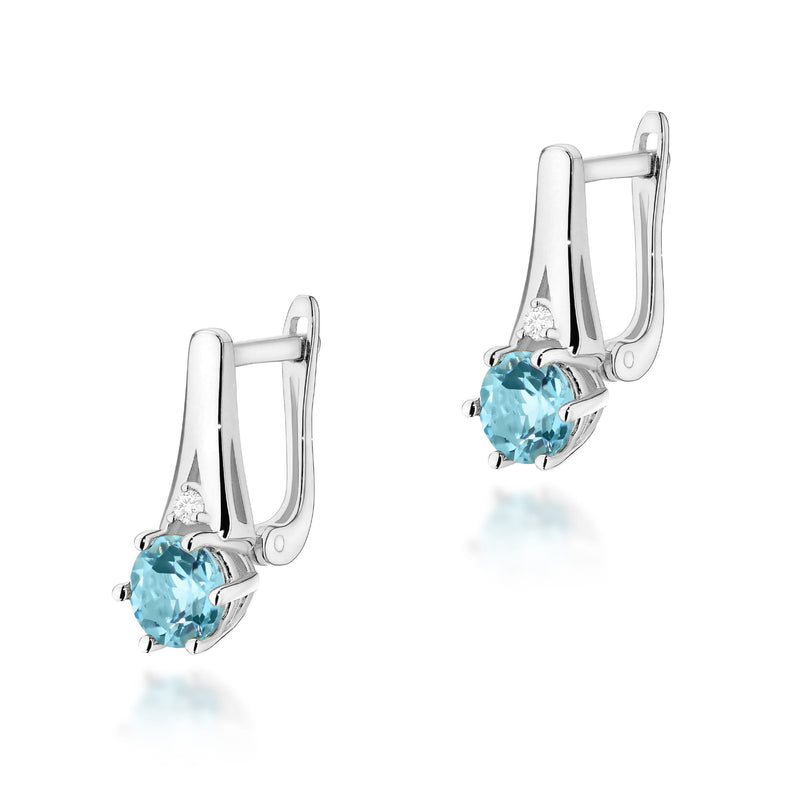 Cercei Aur 14K cu Topaz Swiss 0.50 ct si Diamante Naturale 0.03 ct, imaginea 3 din 6