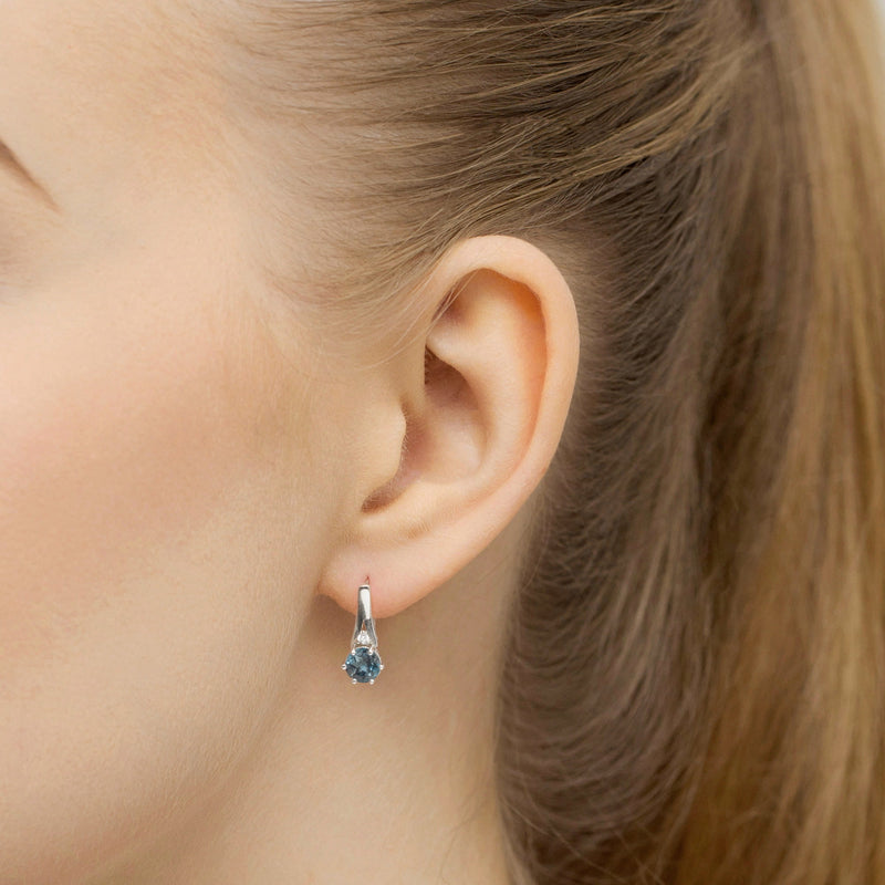 Cercei Aur 14K cu Topaz London Blue 0.50 ct si Diamante Naturale 0.03 ct, imaginea 4 din 6