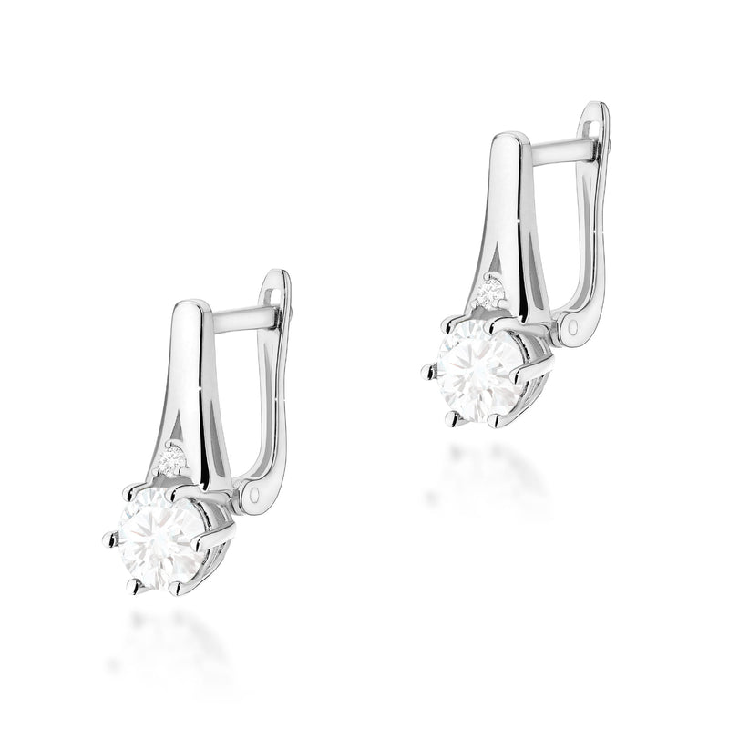 Cercei Aur 14K cu White Sapphire 0.60 ct si Diamante Naturale 0.03 ct, imaginea 3 din 6