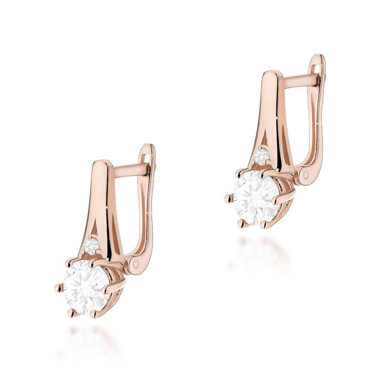 Cercei Aur 14K cu White Sapphire 0.60 ct si Diamante Naturale 0.03 ct, imaginea 5 din 6