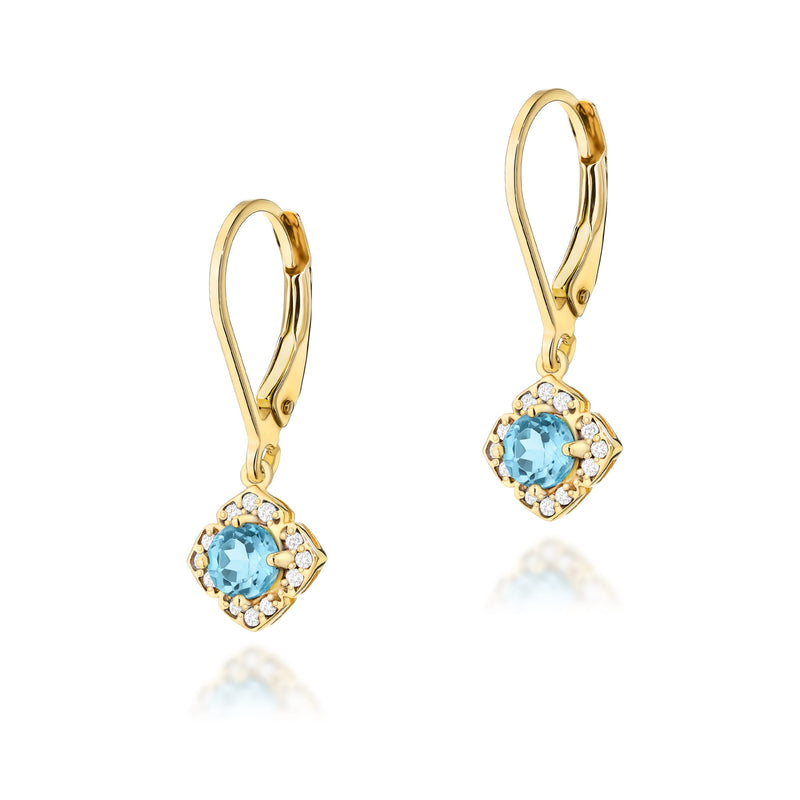 Cercei Aur 14K cu Topaz Swiss 0.25 ct si Diamante Naturale 0.06 ct — Aur galben