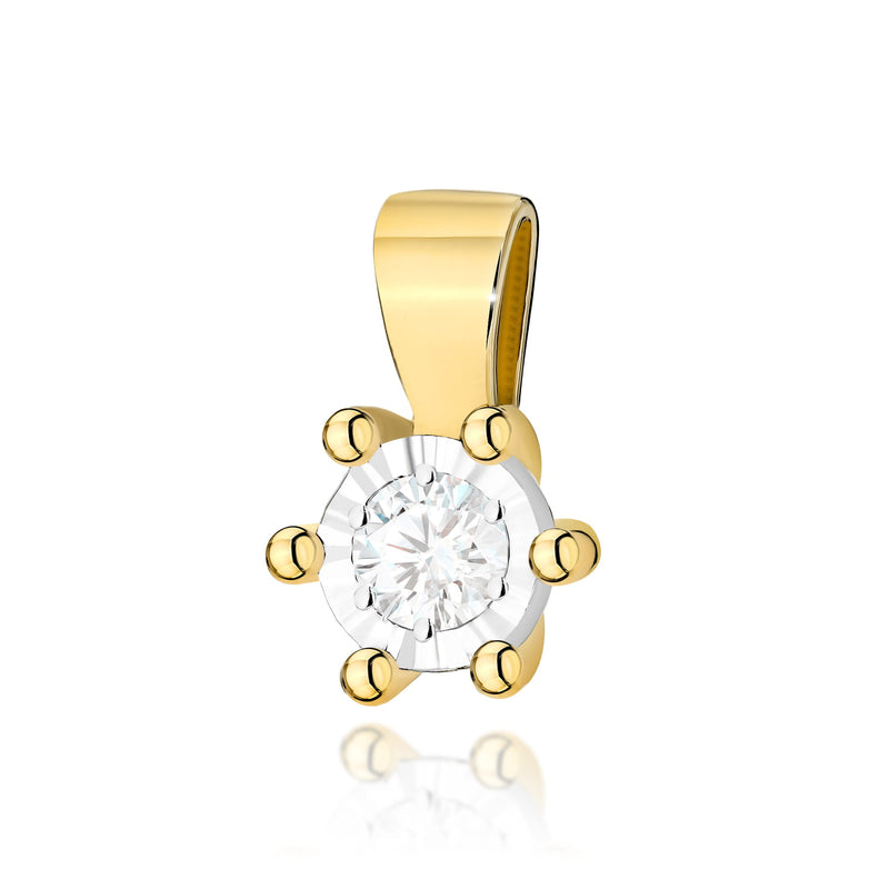 Pandantiv Aur 14K cu Diamant Natural 0.08 ct — Aur galben
