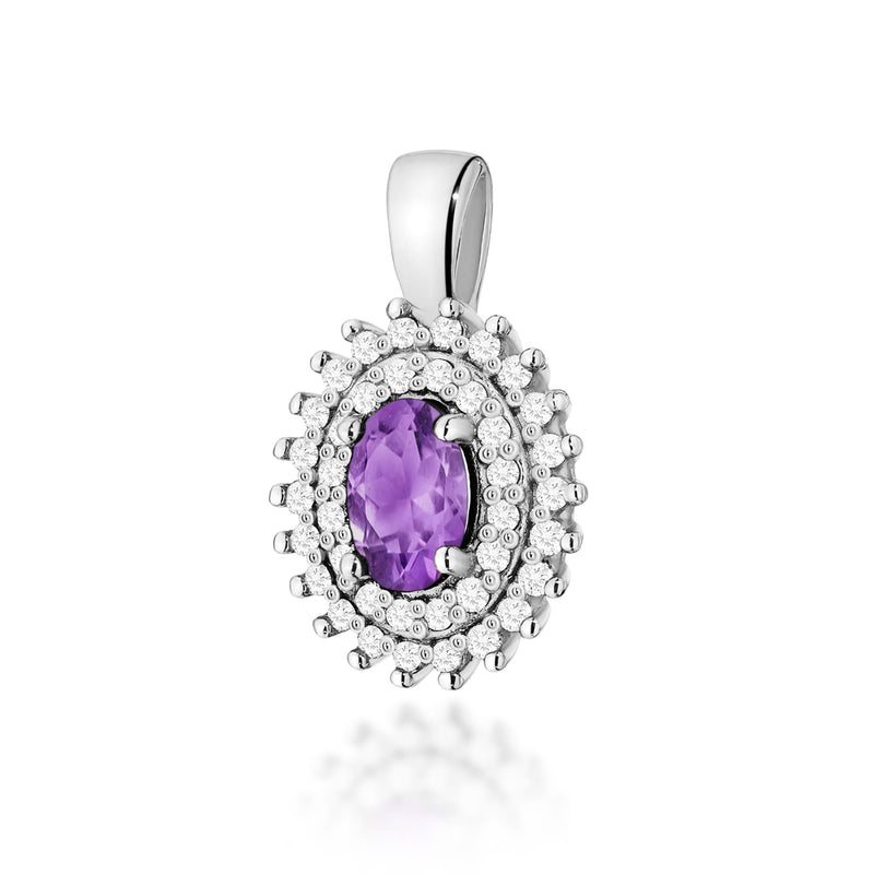 Pandantiv Aur 14K cu Ametist 0.40 ct si Diamante Naturale 0.19 ct, imaginea 3 din 6