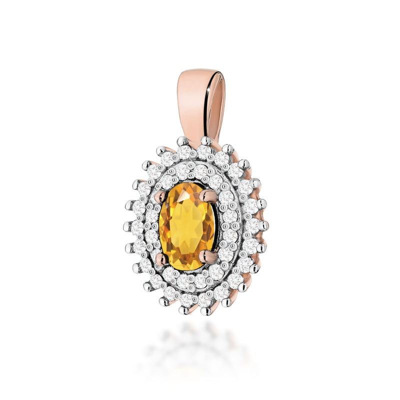 Pandantiv Aur 14K cu Citrin 0.60 ct si Diamante Naturale 0.19 ct, imaginea 5 din 6