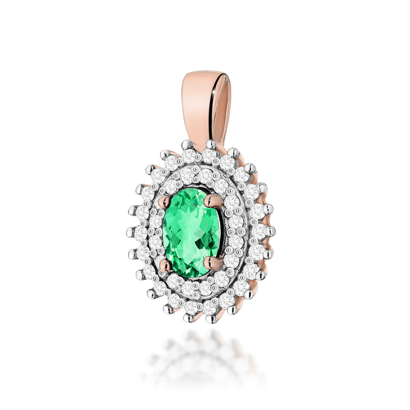 Pandantiv Aur 14K cu Smarald 0.40 ct si Diamante Naturale 0.19 ct, imaginea 5 din 6