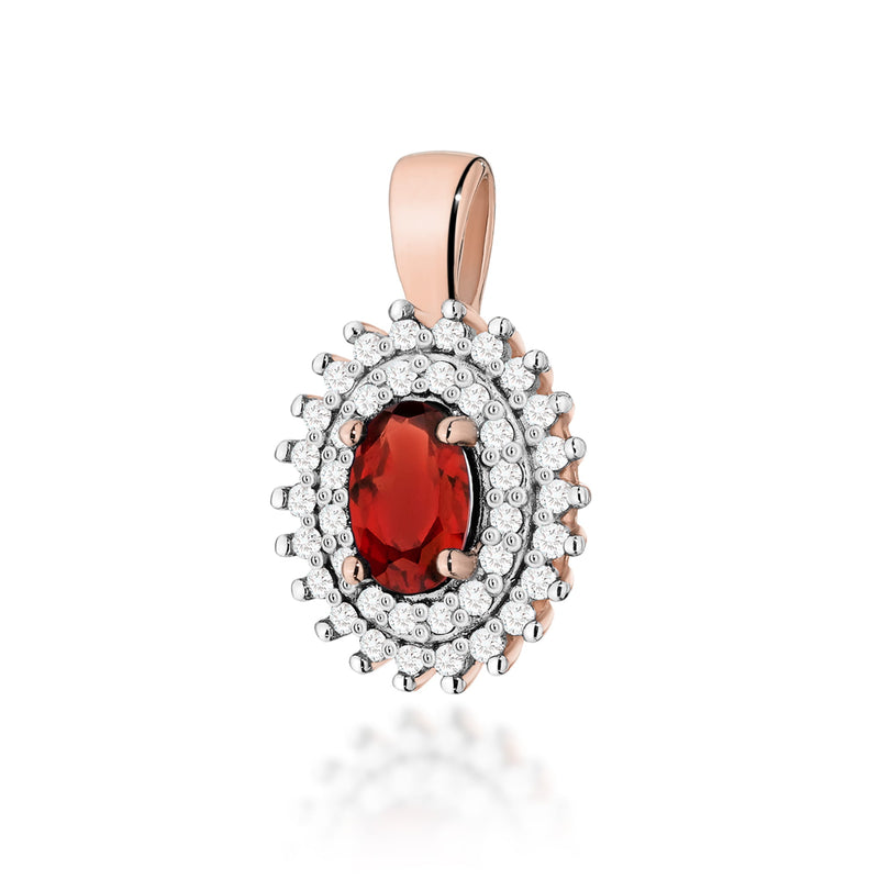 Pandantiv Aur 14K cu Granat 0.50 ct si Diamante Naturale 0.19 ct, imaginea 5 din 6