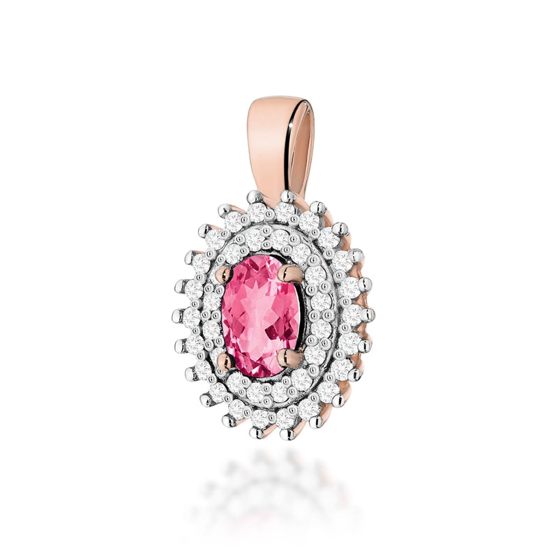 Pandantiv Aur 14K cu Topaz Roz 0.50 ct si Diamante Naturale 0.19 ct, imaginea 5 din 6