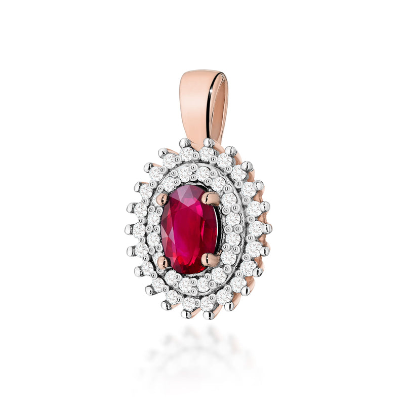 Pandantiv Aur 14K cu Rubin 0.60 ct si Diamante Naturale 0.19 ct, imaginea 5 din 6