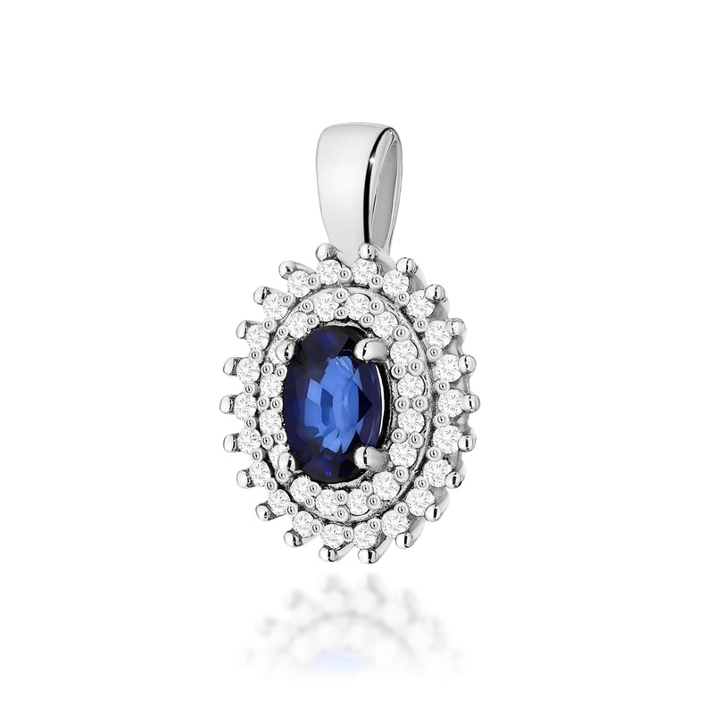 Pandantiv Aur 14K cu Safir 0.70 ct si Diamante Naturale 0.19 ct, imaginea 3 din 6