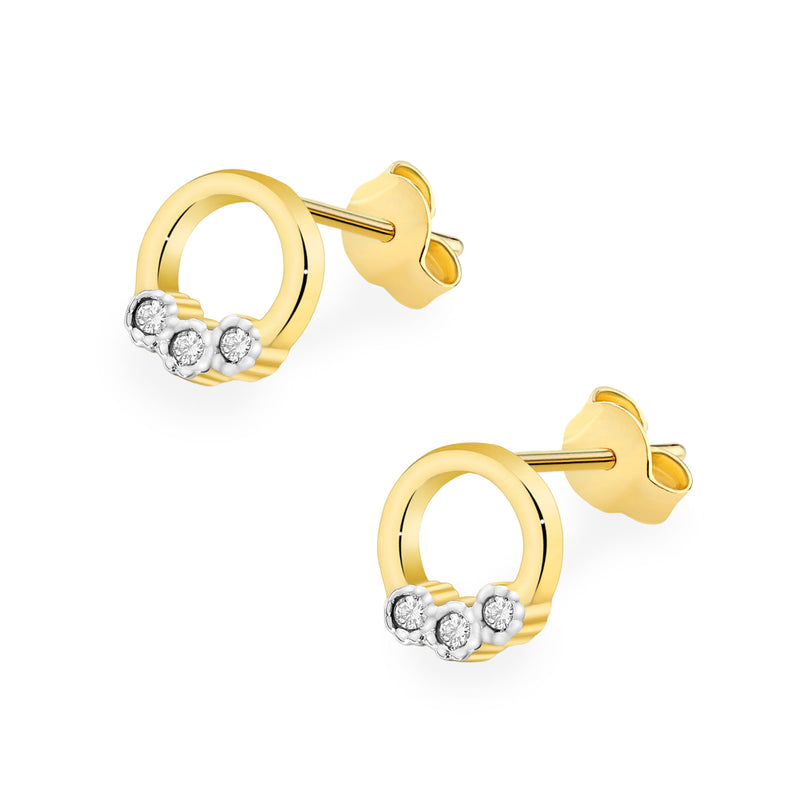 Cercei Aur 14K cu Diamante Naturale 0.05 ct — Aur galben