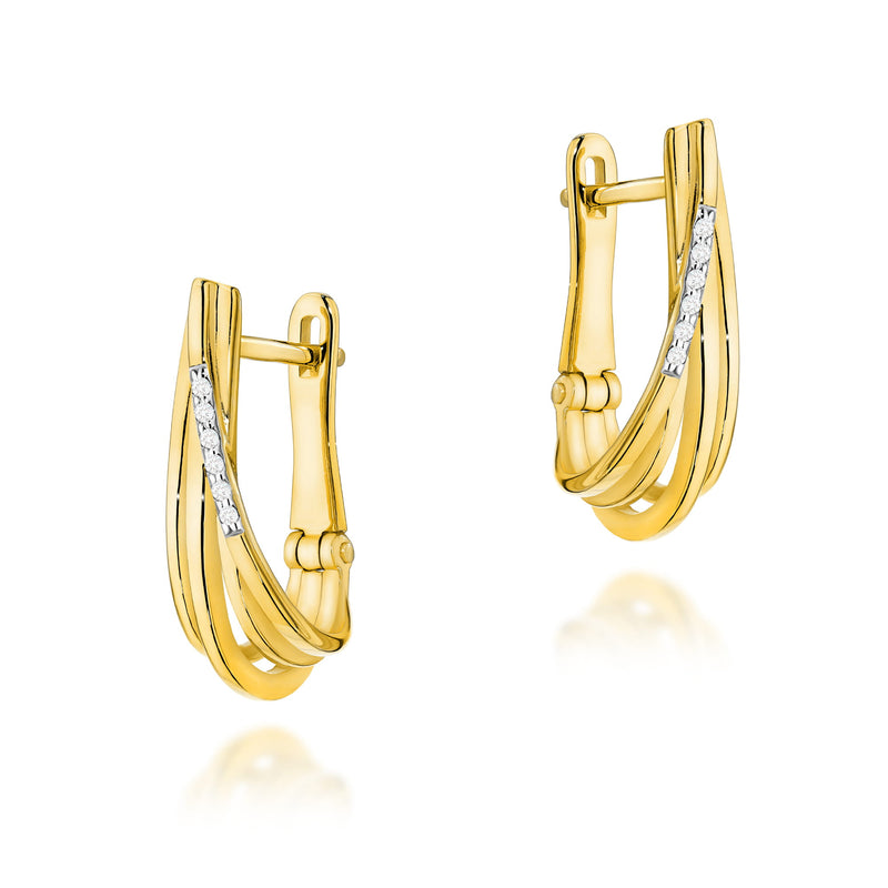 Cercei Aur 14K cu Diamante Naturale 0.06 ct — Aur galben