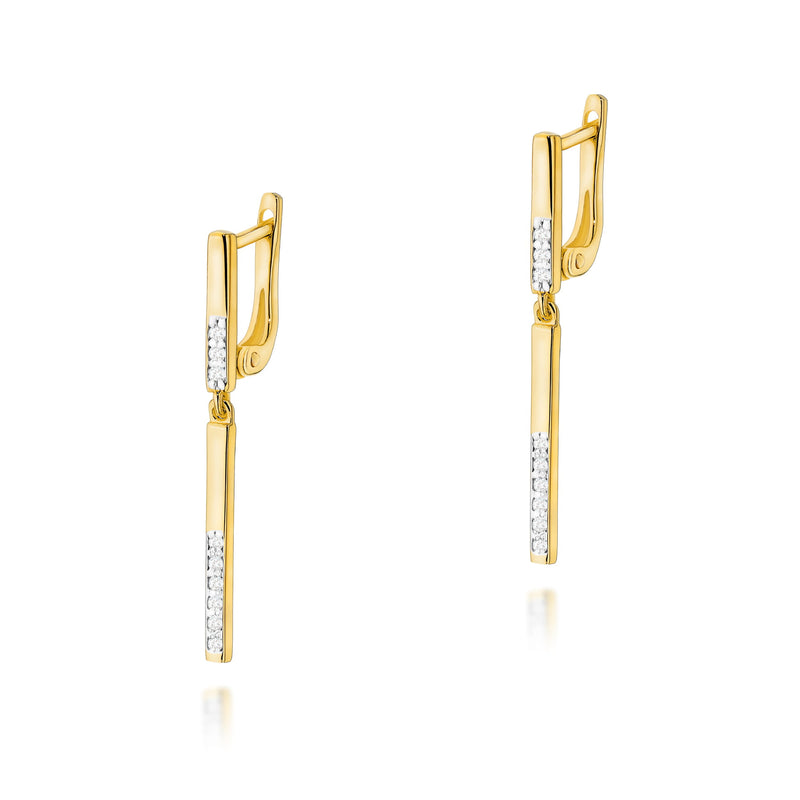 Cercei Aur 14K cu Diamante Naturale 0.09 ct — Aur galben