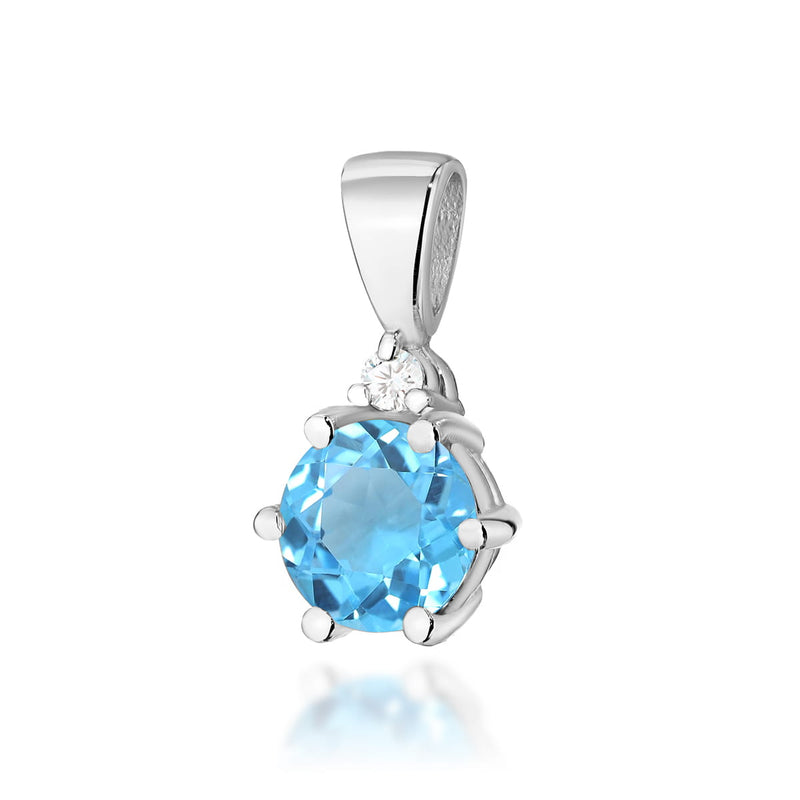 Pandantiv Aur 14K cu Topaz Swiss 0.50 ct si Diamant Natural 0.01 ct, imaginea 5 din 8