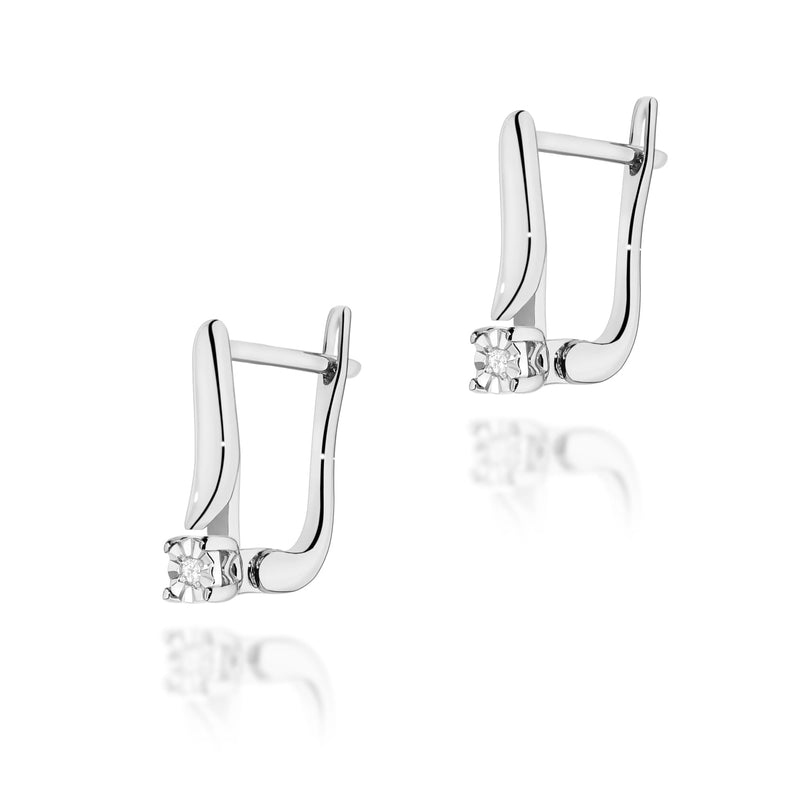 Cercei Aur 14K cu Diamant Natural 0.01 ct, imaginea 2 din 4