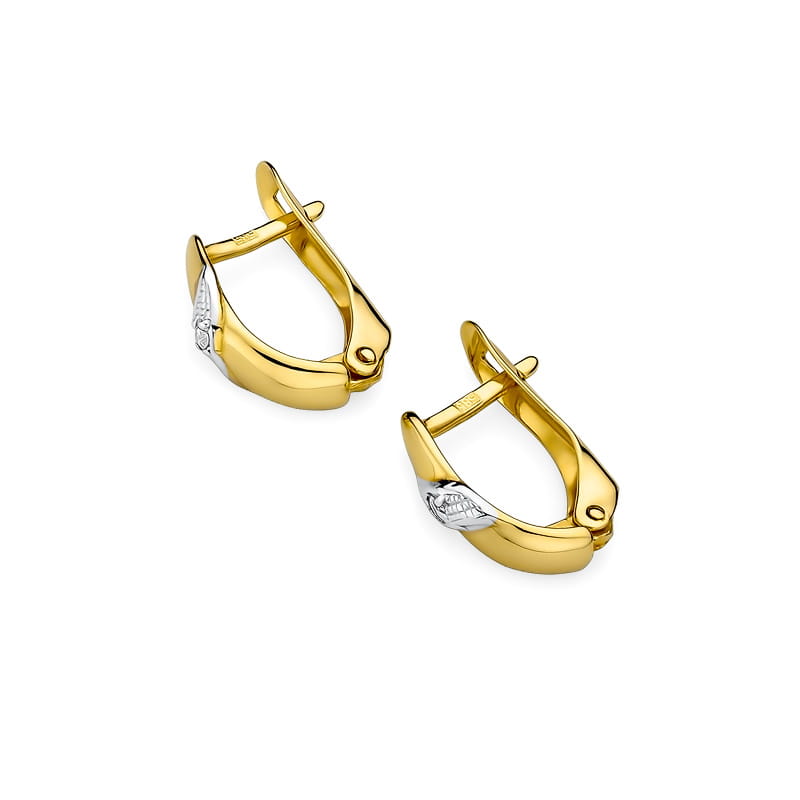 Cercei Aur 14K cu Diamant Natural 0.02 ct, imaginea 2 din 5
