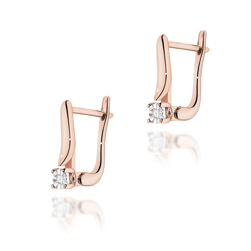 Cercei Aur 14K cu Diamant Natural 0.03 ct, imaginea 4 din 5