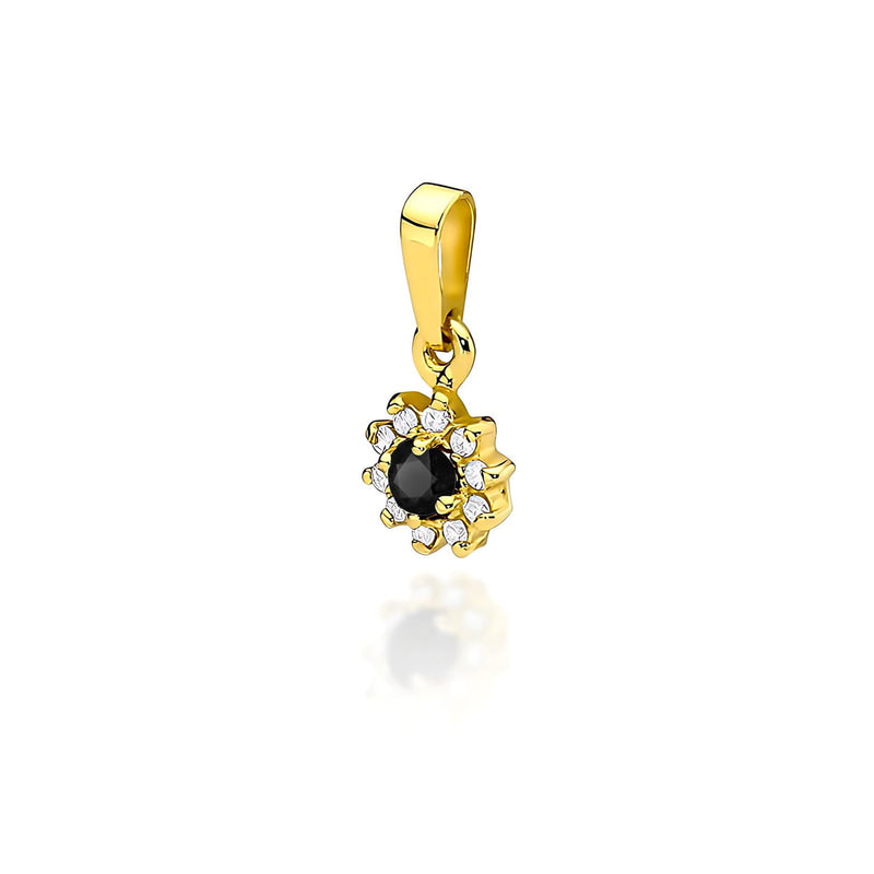 Pandantiv Aur 14K cu Diamante Naturale Albe si Negre 0.21 ct — Aur galben