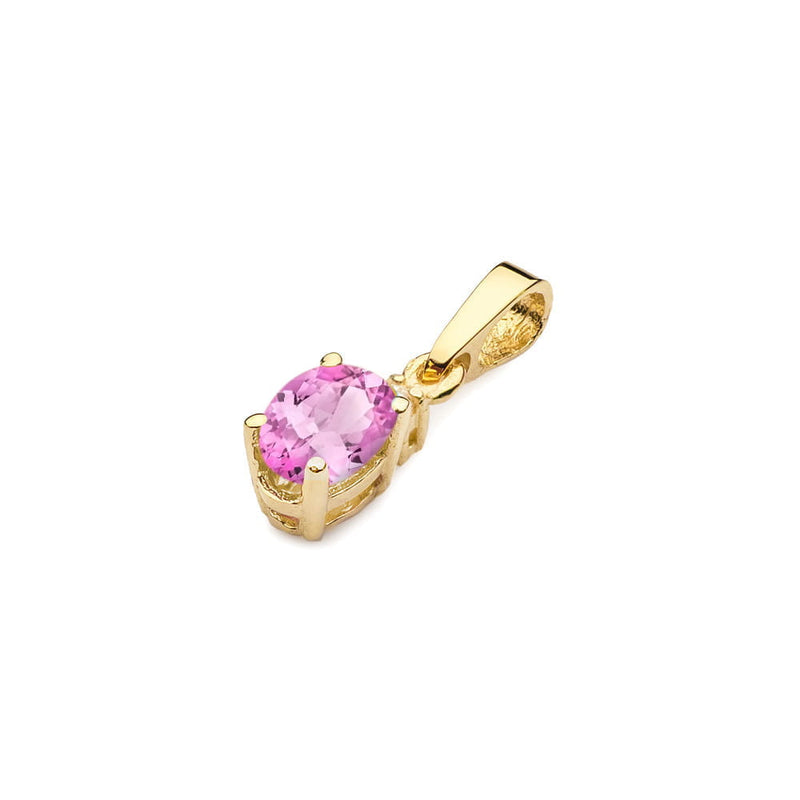 Pandantiv Aur 14K cu Topaz Roz 0.50 ct si Diamant Natural 0.01 ct, imaginea 2 din 6