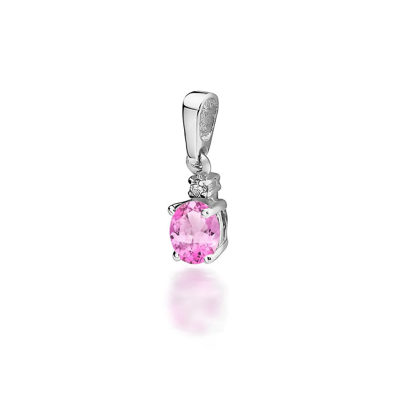 Pandantiv Aur 14K cu Topaz Roz 0.50 ct si Diamant Natural 0.01 ct, imaginea 5 din 6