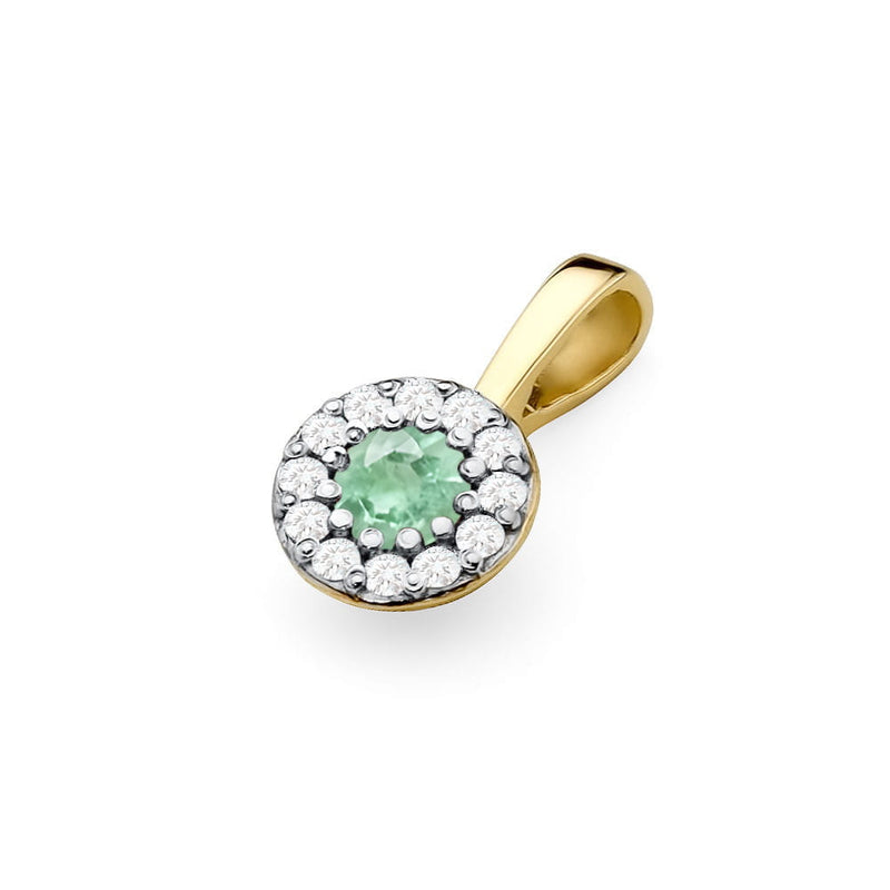 Pandantiv Aur 14K cu Smarald 0.15 ct si Diamante Naturale 0.10 ct, imaginea 2 din 6
